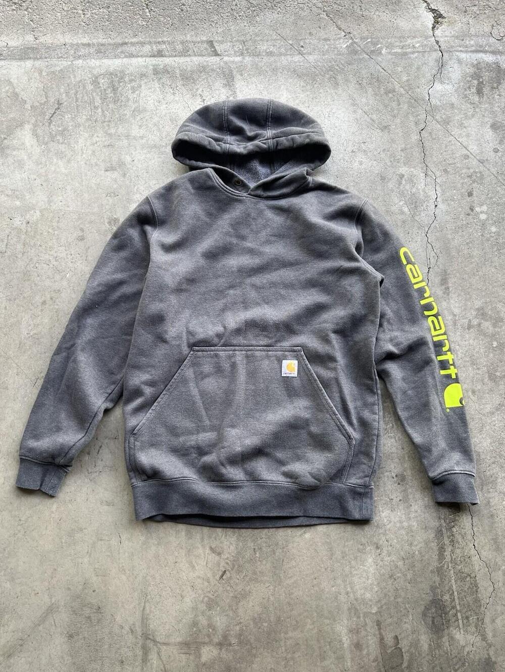 New Mens Carhartt Hoodie Sweater Size M Medium Gray Pullover Loose Fit